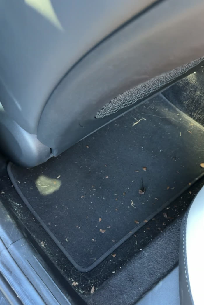 Dirty floor mat before detailing