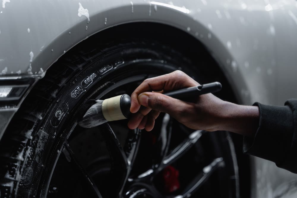 Detailing a wheel by hand
